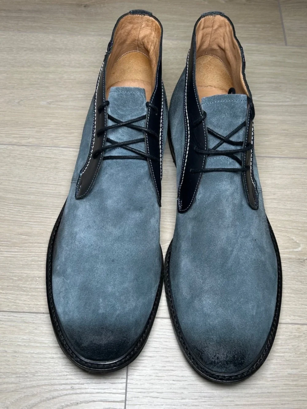 7 For All Mankind Men's Suede Lace-Up Chukka Boots in Blue/Gray and Black